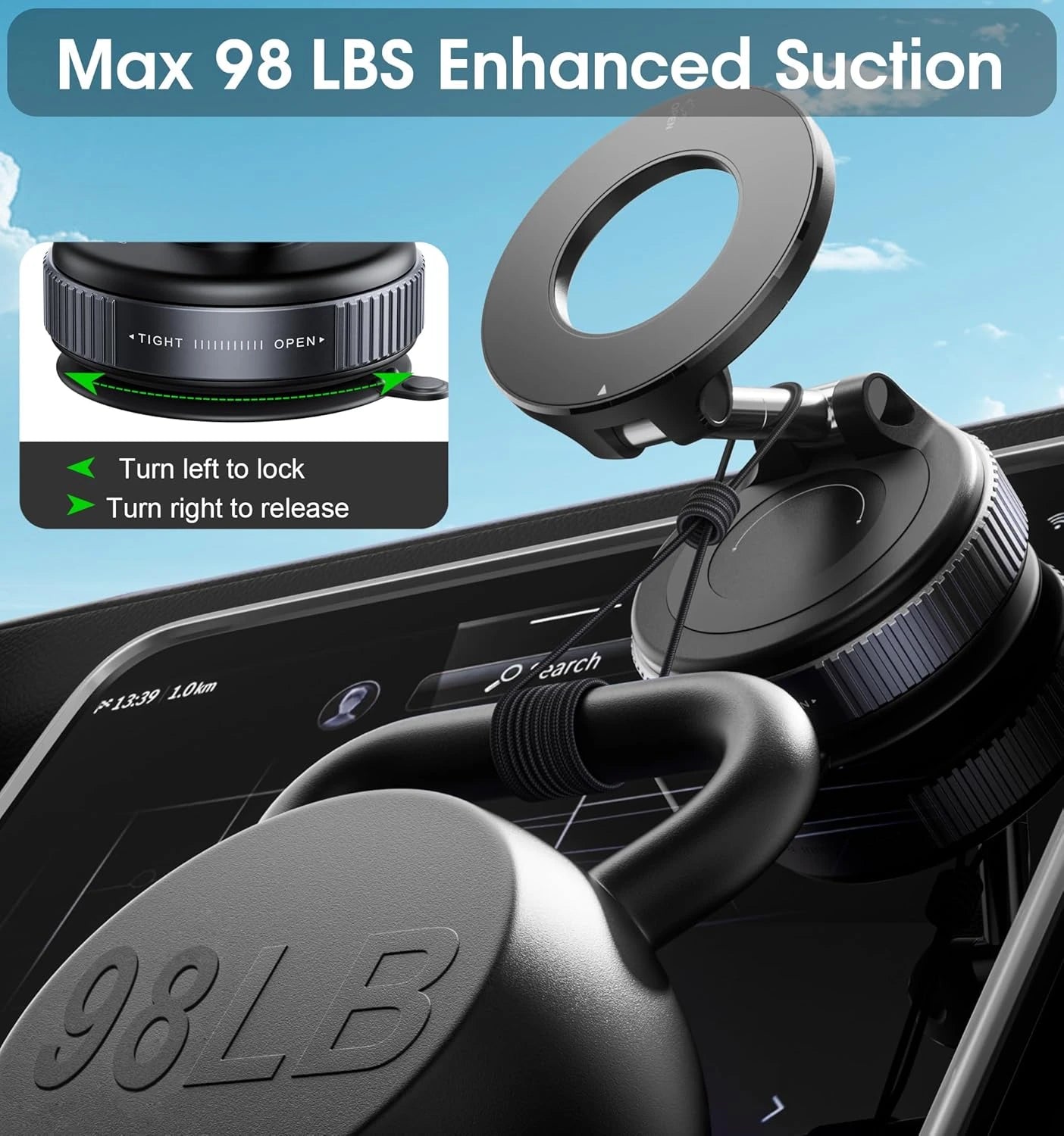 360° Rotating Suction Mount for iPhone & Android